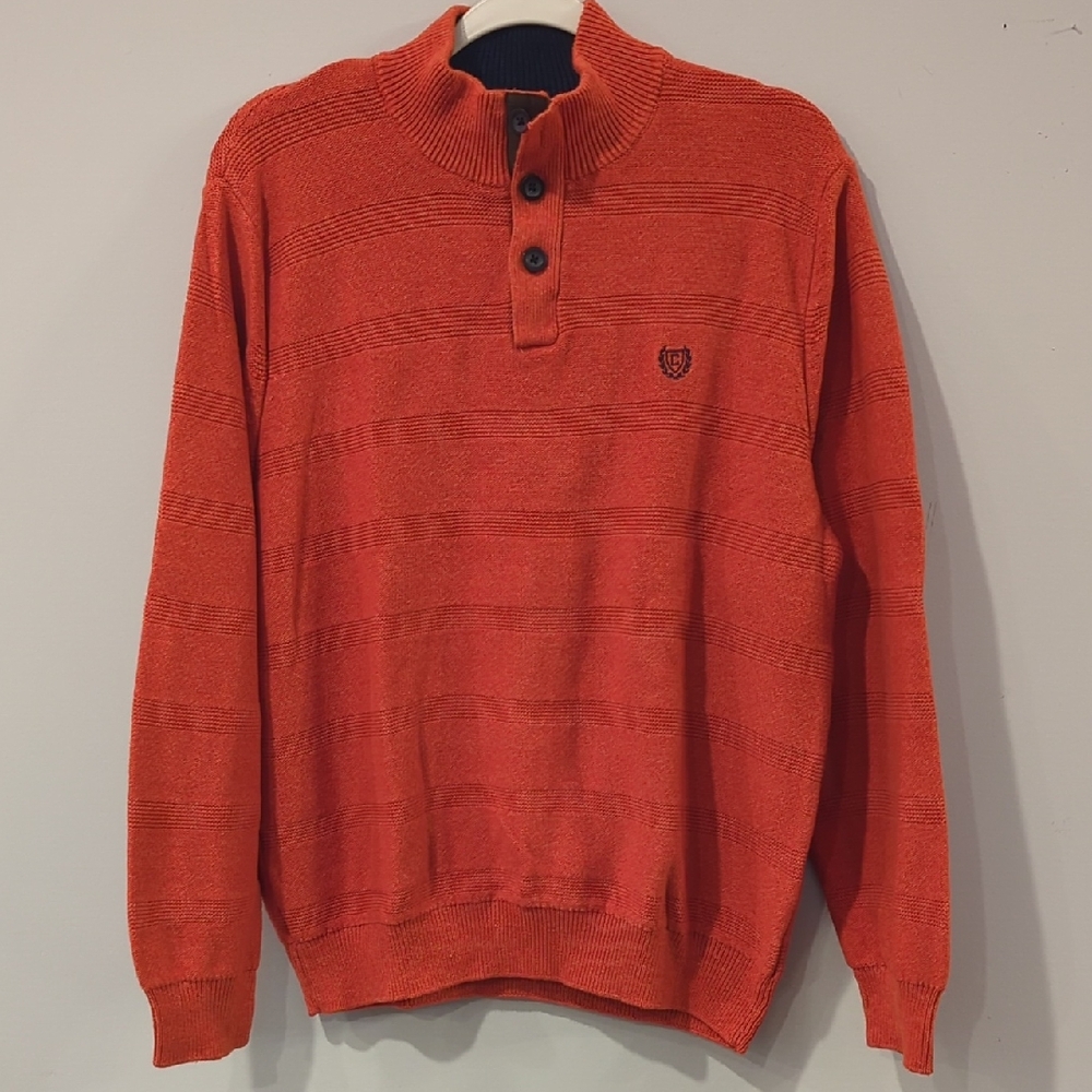 Chaps‎ Orange Sweater Button Neck size Large